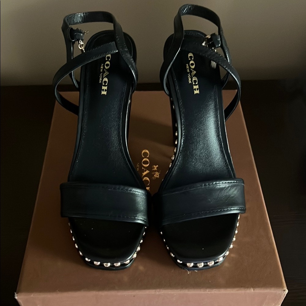 Coach Black Heels with Ankle Strap